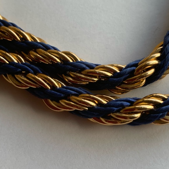 Vintage Twisted Gold and Blue Rope Necklace - Picture 3 of 7